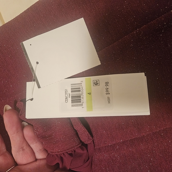 Calvin klien red sparkle long sleeve dress stretch 4 - Picture 4 of 4